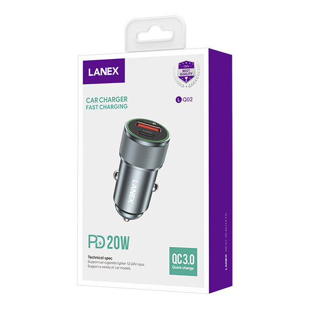 Lanex PD20W+QC3.0 Fast Charging Car Charger - iCase Stores