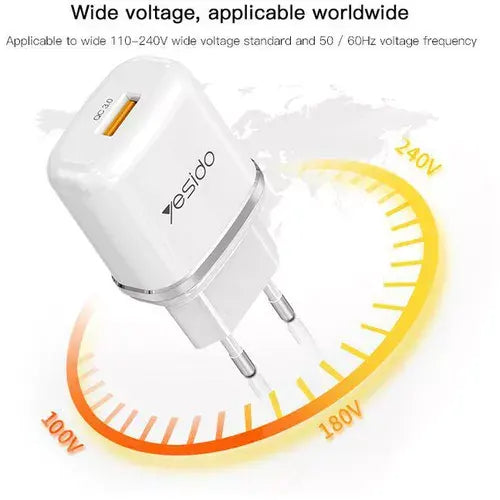 Yesido QC Fast Wall Charger 18W - iCase Stores