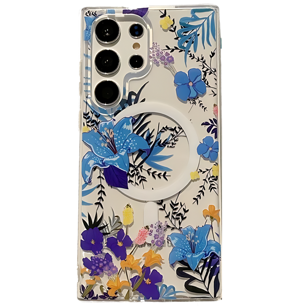 Stylish Floral Transparent Magnetic Case for Samsung