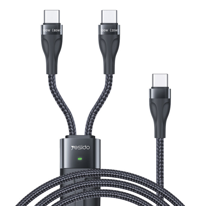 Yesido 2 In 1 Type-C  Fast Charging Cable 100W - iCase Stores