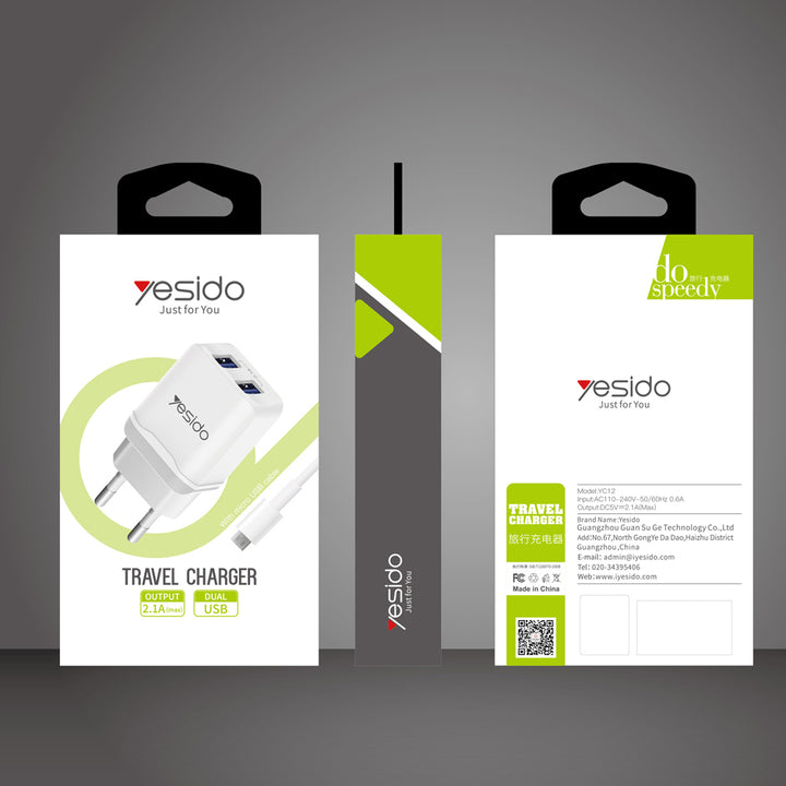 Yesido Mini Size 2 USB Ports Travel Charger - iCase Stores