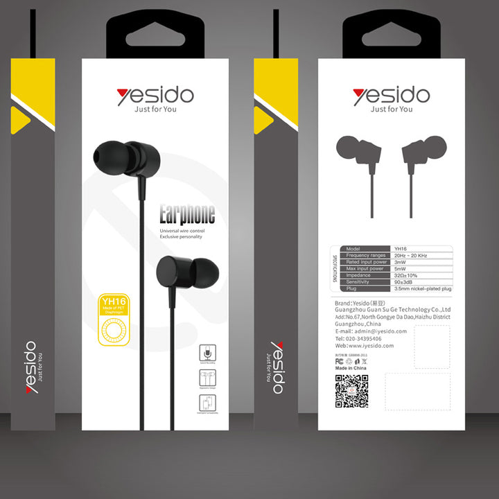 Yesido Stereo Bass Wired Earphones with Microphone - iCase Stores