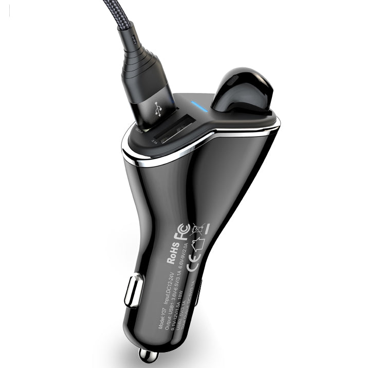 Yesido Bluetooth Headset Car Charger - iCase Stores