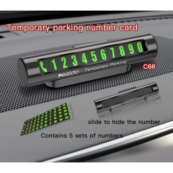 Yesido Protection Night Luminous Phone Number Card Temporary Parking Number Plate - iCase Stores