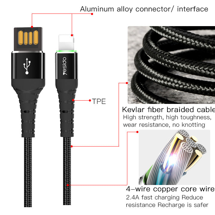 Yesido Double Side Plug with Led Light 2.4A - iCase Stores