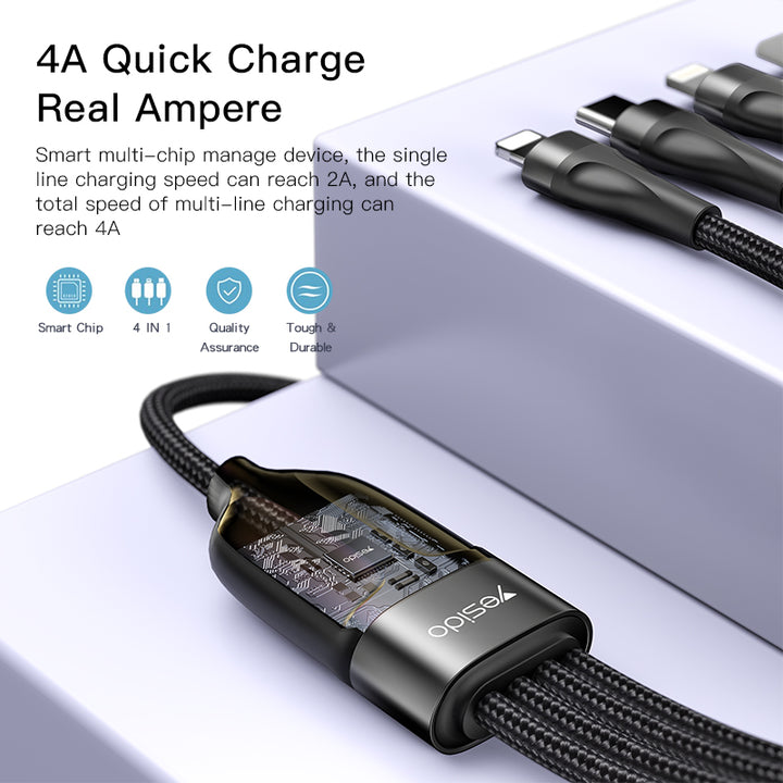 Yesido 4 In 1 Type-C to 4 Ports Charging Cable 4A - iCase Stores