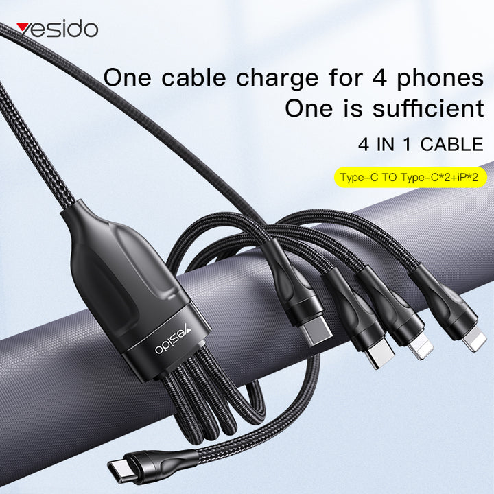 Yesido 4 In 1 Type-C to 4 Ports Charging Cable 4A - iCase Stores