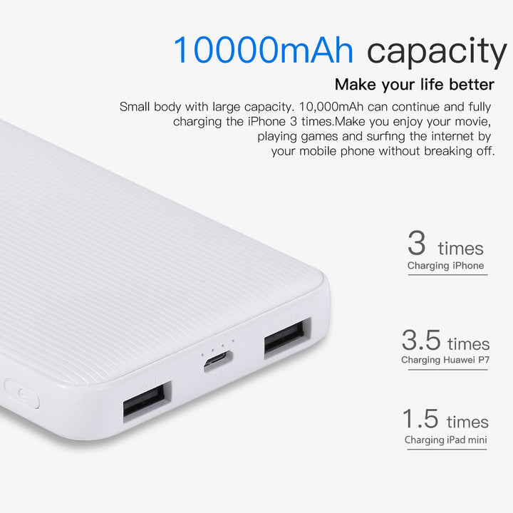 Yesido power Bank With 2 USB 10000mAh - iCase Stores