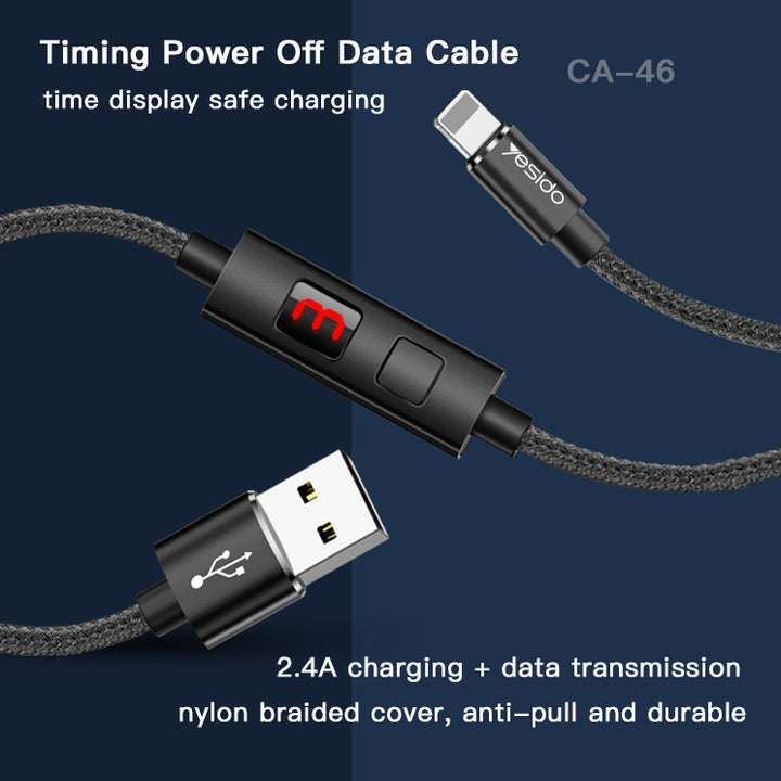 Yesido Timing Cut Off Data Cable 1.2m - iCase Stores