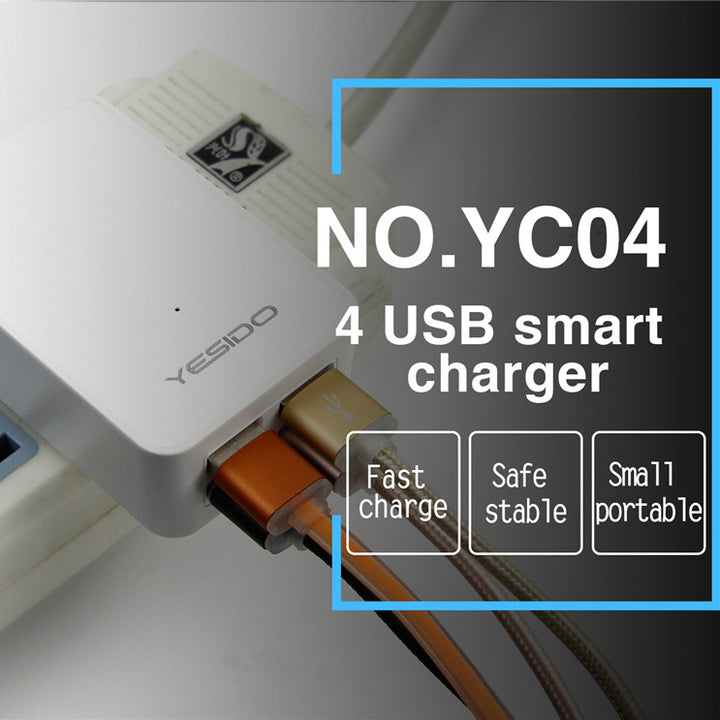 Yesido 4 USB Port Travel Charger 4.8A - iCase Stores