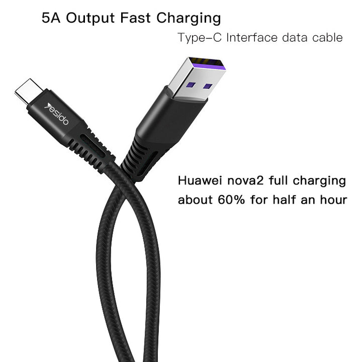 Yesido Super Charging Type-C Data Cable 5A - iCase Stores