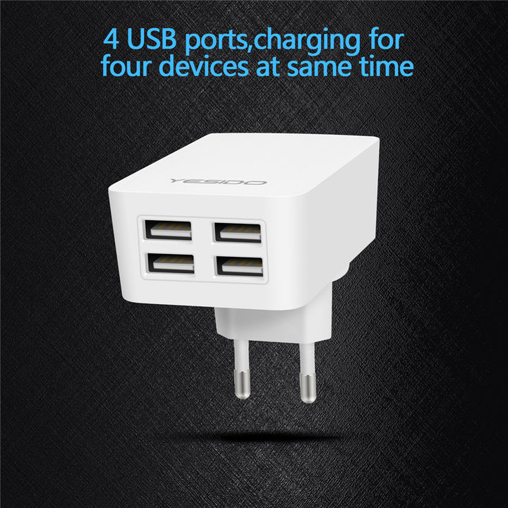 Yesido 4 USB Port Travel Charger 4.8A - iCase Stores