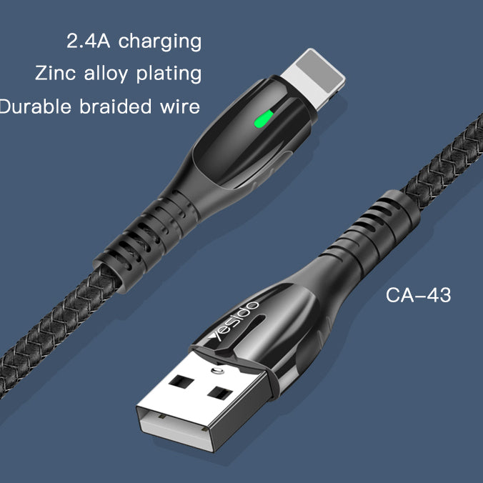 Yesido Metal Data Cable with Led light 2.4A - iCase Stores