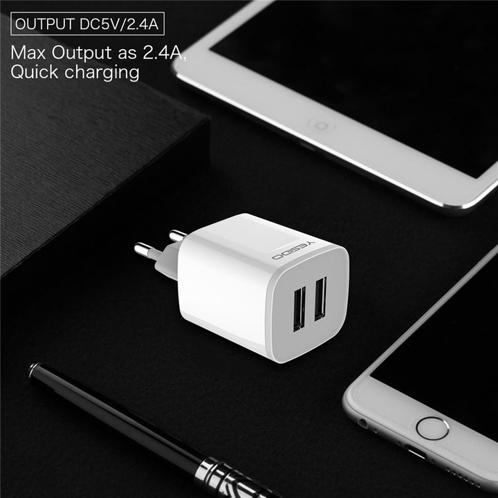 Yesido 2 USB Port Wall Charger 2.4A - iCase Stores