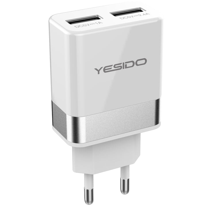 Yesido 2 USB Port Wall Travel Charger 2.4A - iCase Stores