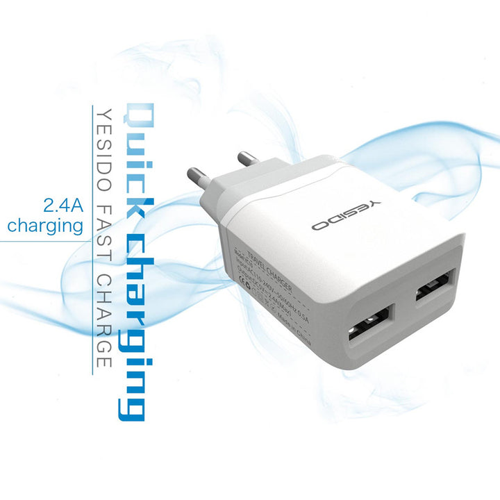 Yesido Travel Charger With 2 USB Port 12W - iCase Stores