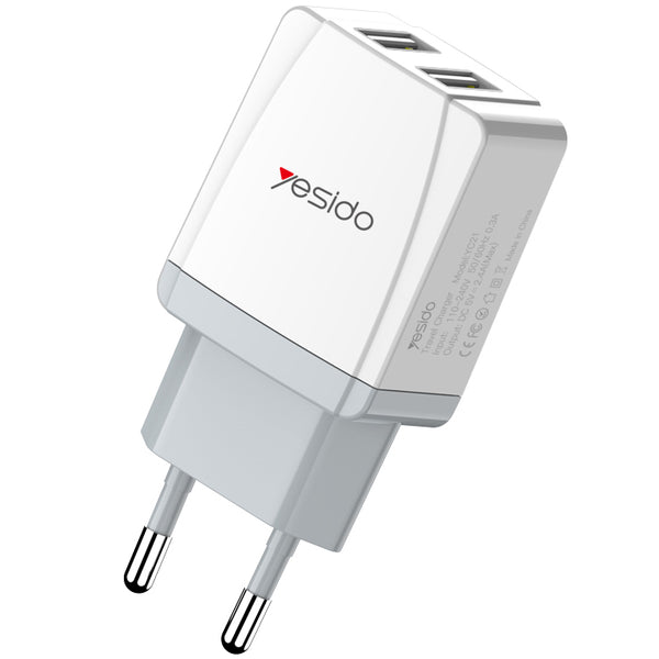 Yesido Travel Fast Charger 2 USB Port 2.4A - iCase Stores