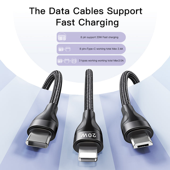 Yesido 3 In 1 Data Cable Fast Charge 20W - iCase Stores