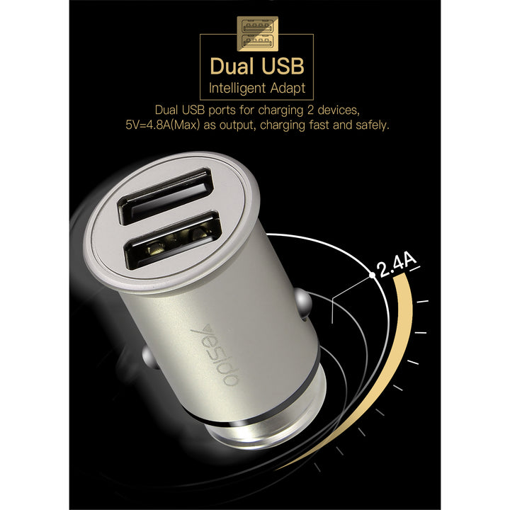 Yesido Mini Dual USB Port Car Charger - iCase Stores