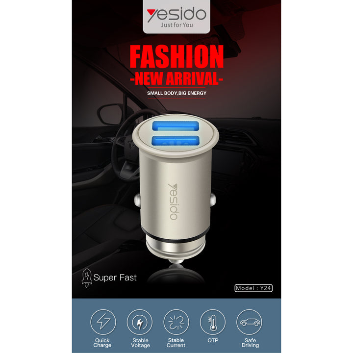 Yesido Mini Dual USB Port Car Charger - iCase Stores