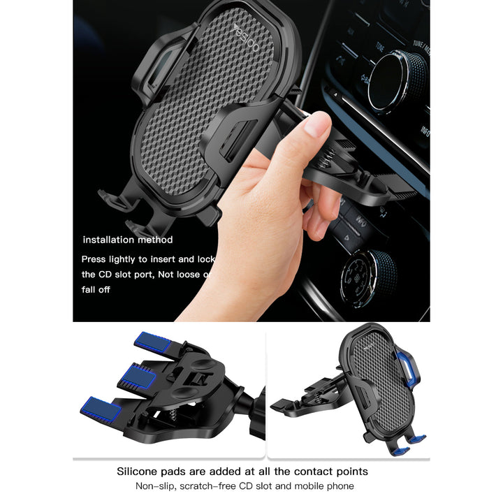 Yesido Combination CD Slot and Air Vent Clips Phone Holder - iCase Stores