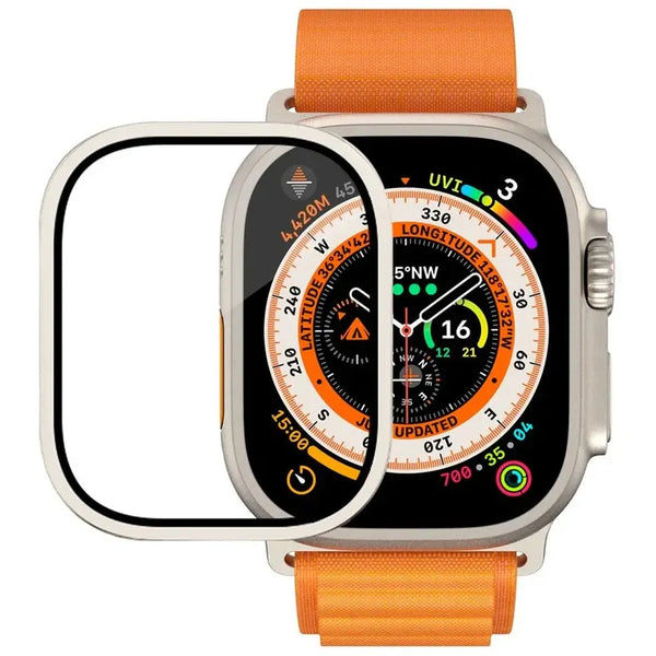 Anank Titanium Alloy Aluminum Frame Tempered Glass Guard For Apple Watch