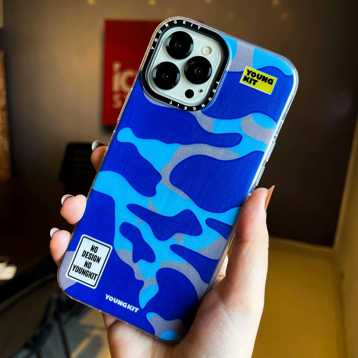 Blue Camouflage Printed YoungKit Case - iCase Stores