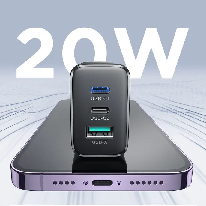 Joyroom Mini Intelligent 3-Port (2PD+QC) Fast Charger 32W - iCase Stores