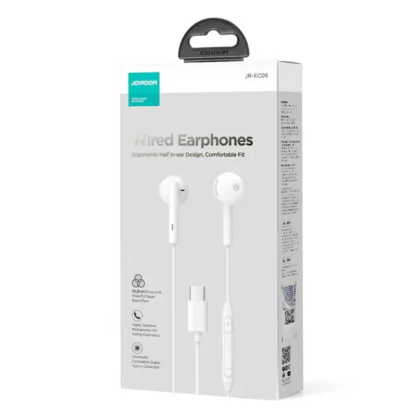 Joyroom Ergonomic Half In Ear Design Type-C Wired Earphones - iCase Stores