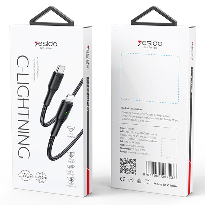 Yesido Type-C To Lightning Data Sync Charging Cable 1.2M - iCase Stores