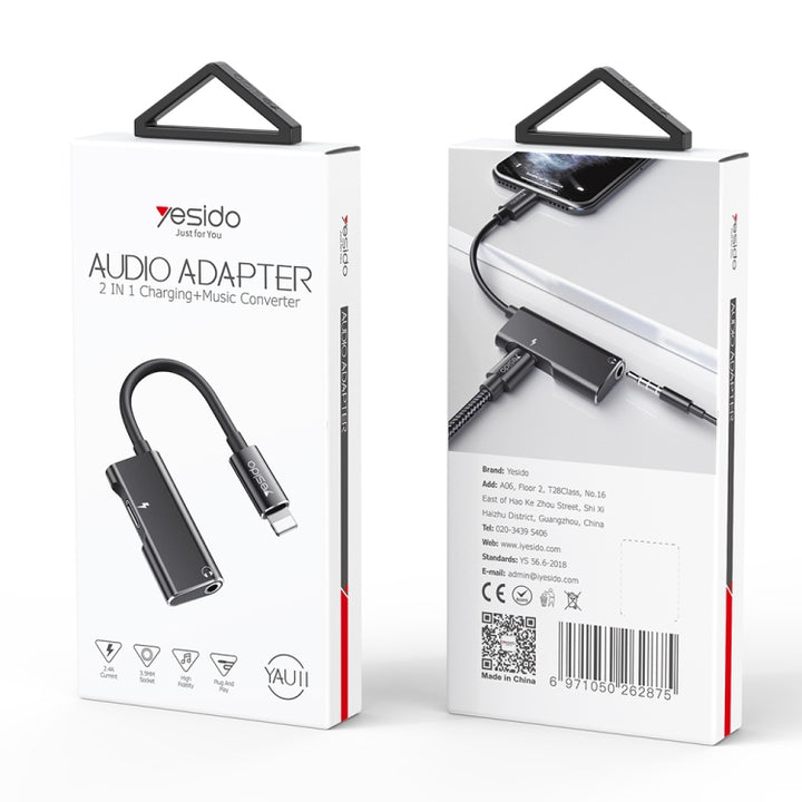 Yesido Audio Adapter 2 In 1 Charging & Music Converter - iCase Stores