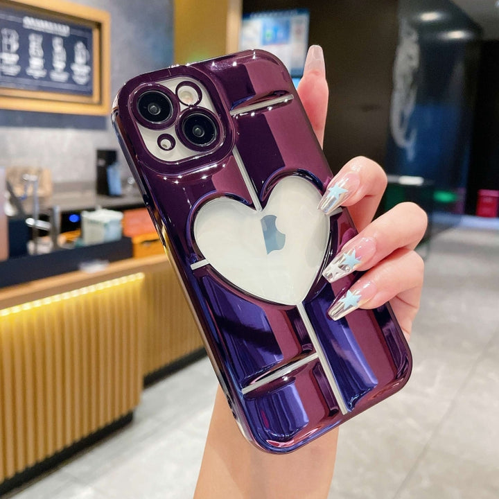 Electroplating 3D Hollow Love TPU Phone Case - iCase Stores