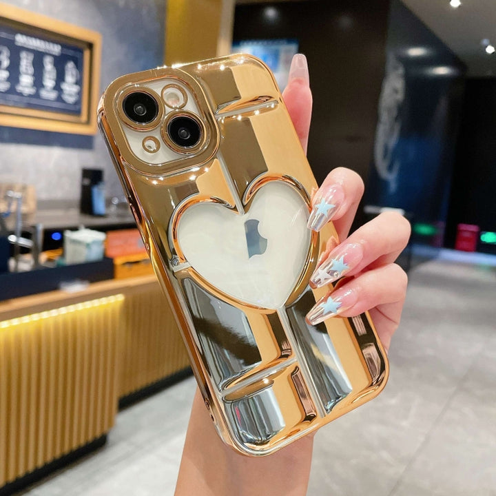 Electroplating 3D Hollow Love TPU Phone Case - iCase Stores