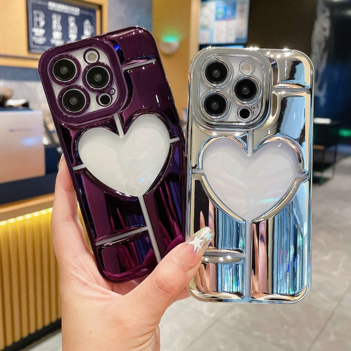 Electroplating 3D Hollow Love TPU Phone Case - iCase Stores