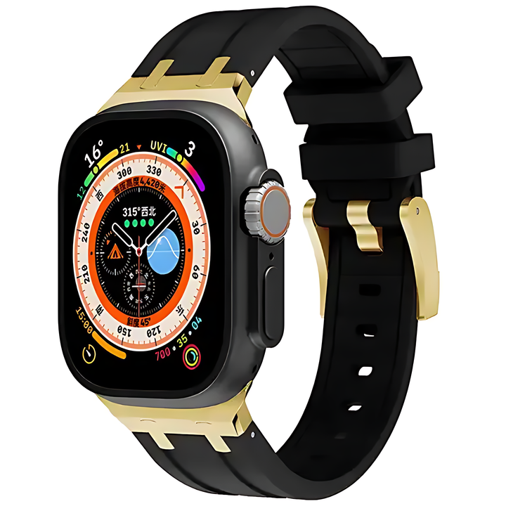 Luxury AP Metal Head Butterfly Buckle Silicone Band for Apple Watch - iCase Stores