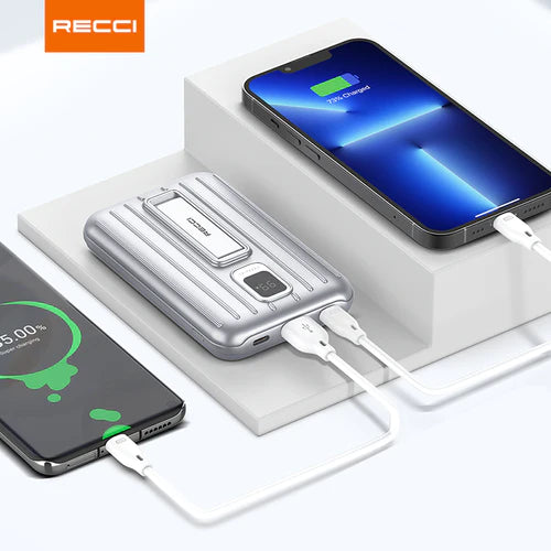 Recci Suitcase Magnetic Power Bank with Holder 10000 mAh - iCase Stores