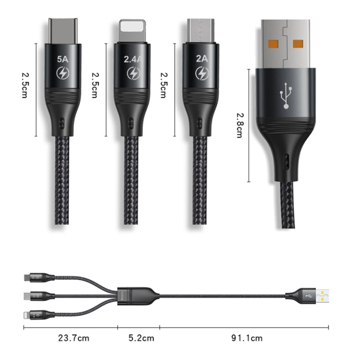 Yesido 3 In 1 Super Fast Charger Cable Widely Compatible - iCase Stores