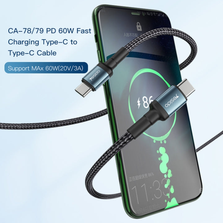 Yesido Dual Type-C Fasting Data Cable 1.2M - iCase Stores