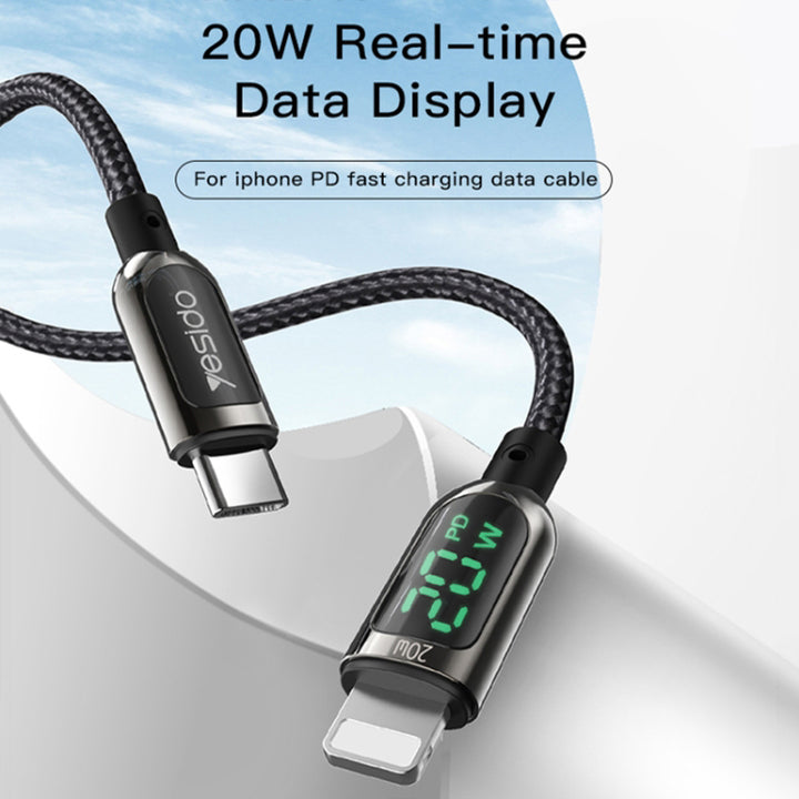 Yesido Digital Display Fast Charging  Data Cable 1.2M - iCase Stores