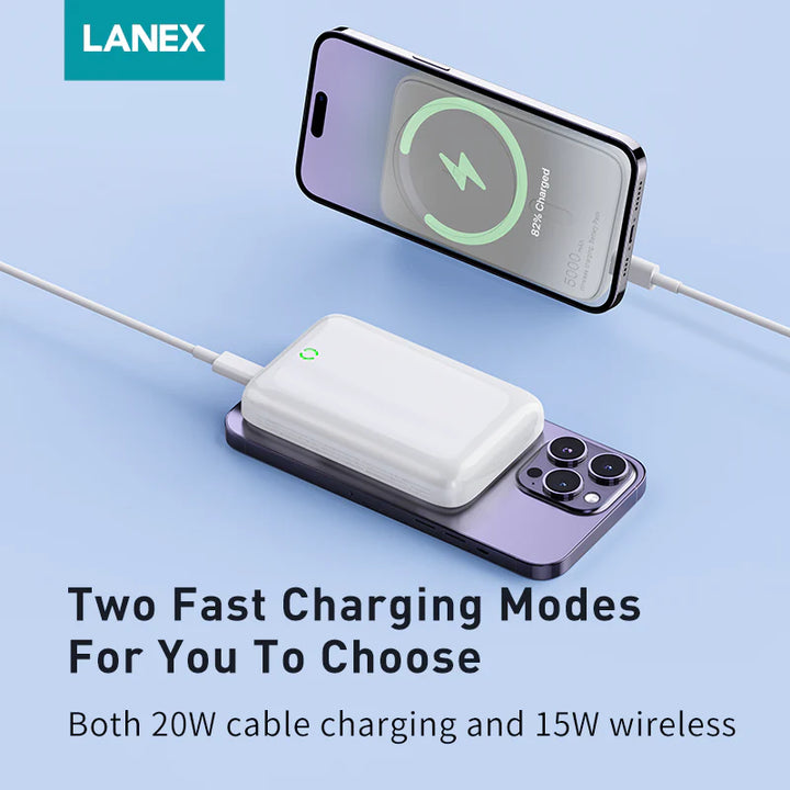 Lanex Mini Magnetic Fast Charging Power Bank 5000mAh - iCase Stores