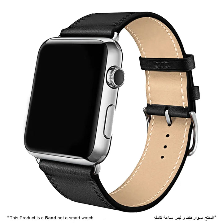 Leather Strap Band for Apple Watch - Black - iCase Stores