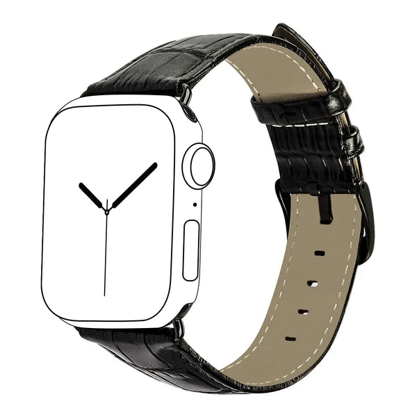 Leather Watch Strap for Apple Watch - Black - iCase Stores