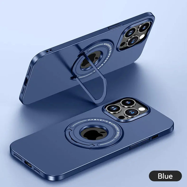 Magnetic Suction Ring Hole Matte Case With Hidden Stand - iCase Stores