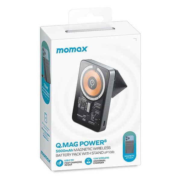 Momax Magnetic Wireless Charging Power Bank with Stand 5000mAh - iCase Stores