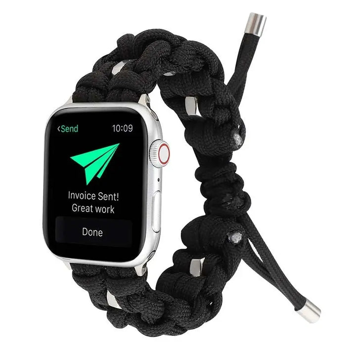 Nylon Woven Paracord Strap for Apple Watch - Black - iCase Stores