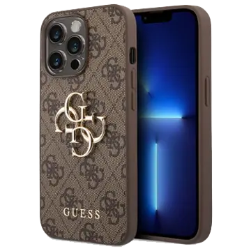 𝐆𝐔𝐄𝐒𝐒 PU Leather Brown 4G Big Metal Logo - iCase Stores