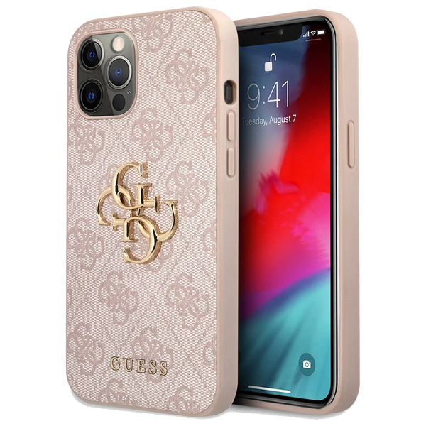 𝐆𝐔𝐄𝐒𝐒 PU Leather Pink 4G Big Metal Logo - iCase Stores