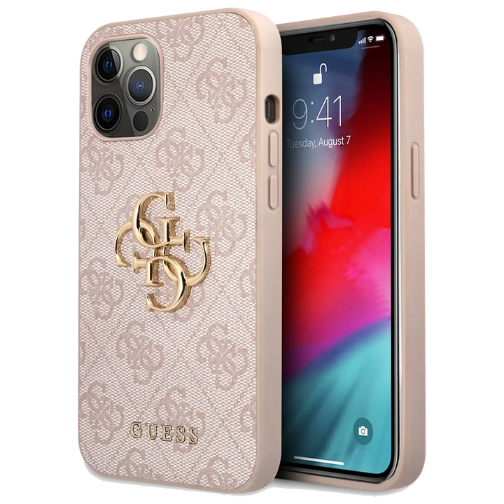 𝐆𝐔𝐄𝐒𝐒 PU Leather Pink 4G Big Metal Logo - iCase Stores