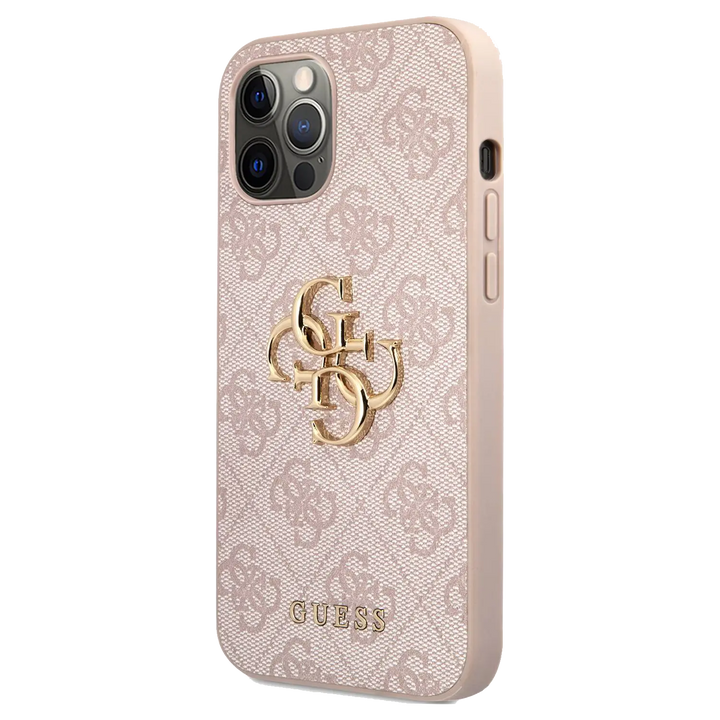 𝐆𝐔𝐄𝐒𝐒 PU Leather Pink 4G Big Metal Logo - iCase Stores