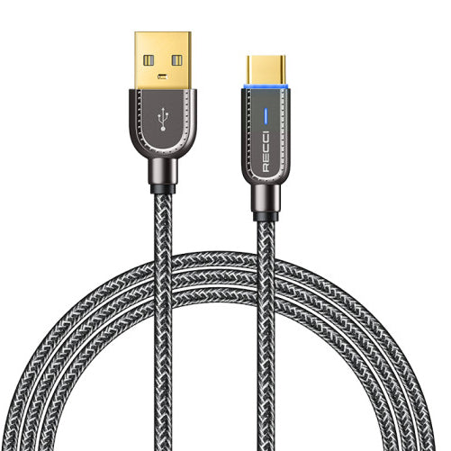 Recci Smart Power-Off Type-C Fast Charging Cable With Led 1m - iCase Stores